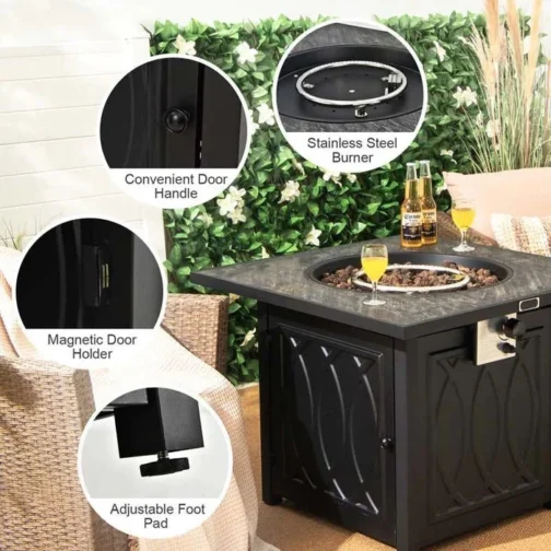 32″ Square Propane Fire Pit Table, 50000 BTU Outdoor Gas Firepit - Image 3