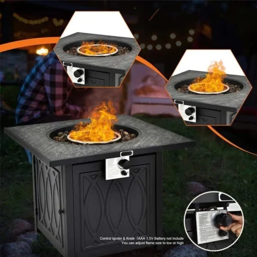 32″ Square Propane Fire Pit Table, 50000 BTU Outdoor Gas Firepit - Image 4