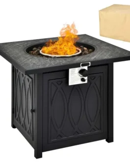 32″ Square Propane Fire Pit Table, 50000 BTU Outdoor Gas Firepit