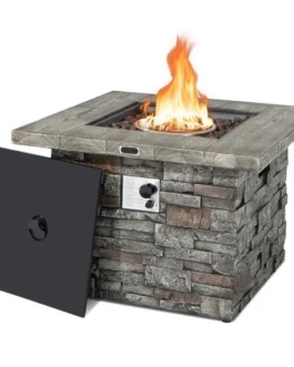 34.5″ Faux Stone Square Gas Fire Table, 50000 BTU Propane Fire Pit Table