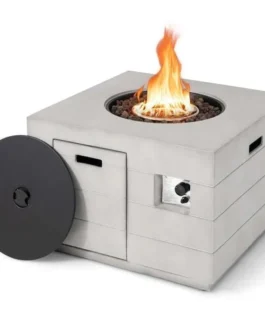 34″ Concrete Square Gas Fire Table, 50000 BTU Outdoor Propane Fire Pit Table