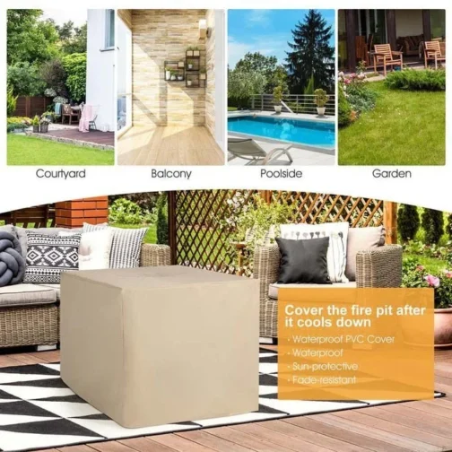 35″ 50000 BTU Rattan Outdoor Propane Gas Fire Pit Table with Marble Tabletop - Image 4