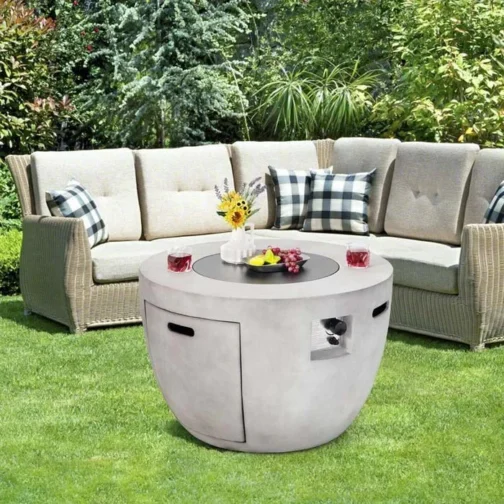36″ Concrete Round Propane Fire Pit Table, 50000 BTU Outdoor Gas Fire Table - Image 3