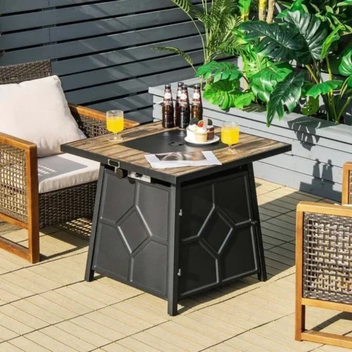28″ Square Outdoor Dining Fire Table, 40000 BTU Propane Gas Fire Pit - Image 3