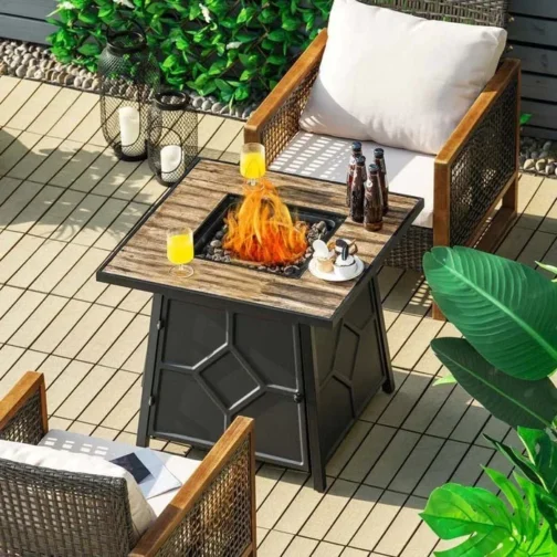 28″ Square Outdoor Dining Fire Table, 40000 BTU Propane Gas Fire Pit - Image 4