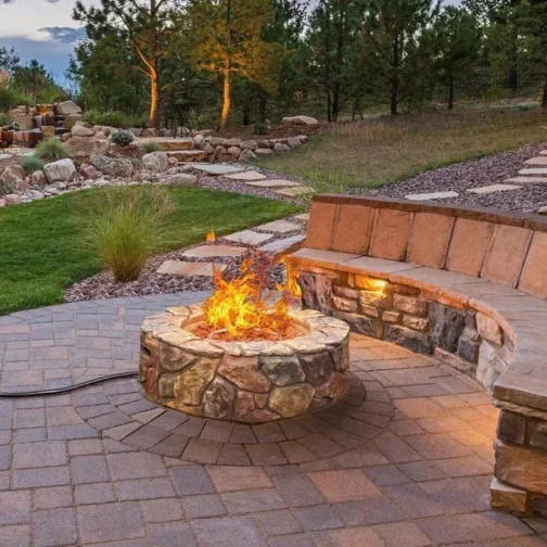 28″ 40000 BTU Round Stone Look Outdoor Propane Gas Fire Pit - Image 2