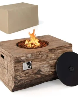 40″ Wood-Like Rectangular Fire Table, 50000 BTU Propane Gas Fire Pit Table