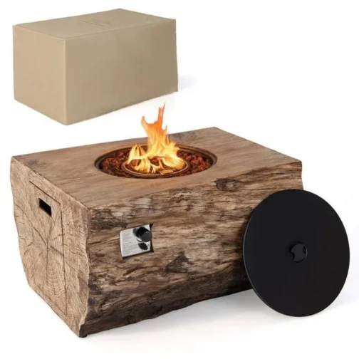 40″ Wood-Like Rectangular Fire Table, 50000 BTU Propane Gas Fire Pit Table