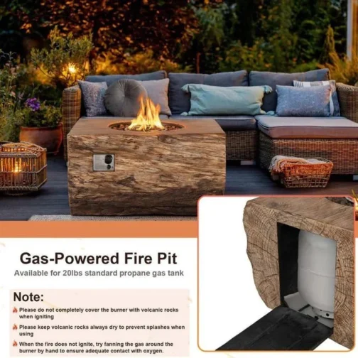 40″ Wood-Like Rectangular Fire Table, 50000 BTU Propane Gas Fire Pit Table - Image 4
