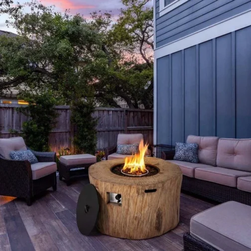 40″ Wood-Like Round Fire Table, 50000 BTU Propane Gas Fire Pit Table - Image 2