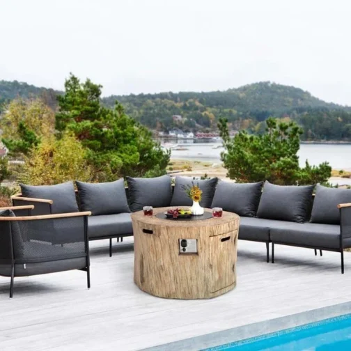 40″ Wood-Like Round Fire Table, 50000 BTU Propane Gas Fire Pit Table - Image 3