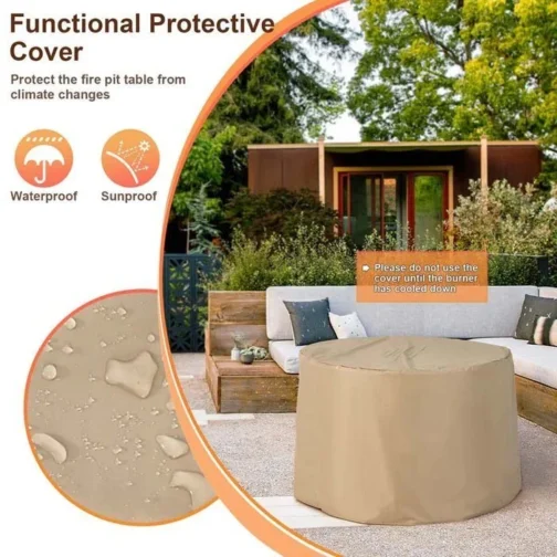 40″ Wood-Like Round Fire Table, 50000 BTU Propane Gas Fire Pit Table - Image 7