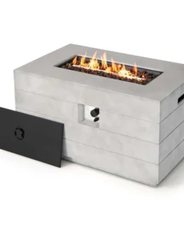 43″ Concrete Rectangular Gas Fire Table, 50000 BTU Outdoor Propane Fire Pit Table