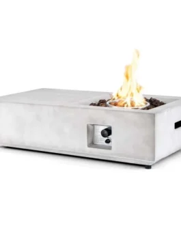 48″ Concrete-like Propane Gas Fire Pit Table, 40000 BTU Outdoor Fire Pit