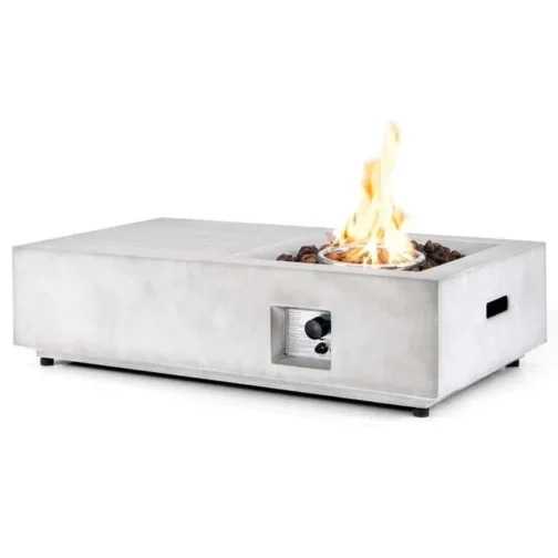 48″ Concrete-like Propane Gas Fire Pit Table, 40000 BTU Outdoor Fire Pit