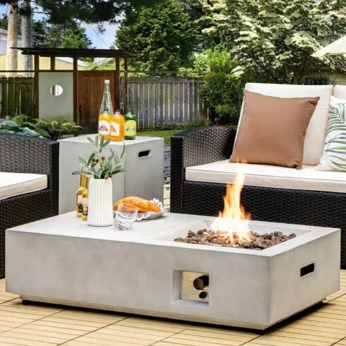 48″ Concrete-like Propane Gas Fire Pit Table, 40000 BTU Outdoor Fire Pit - Image 3