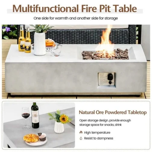 48″ Concrete-like Propane Gas Fire Pit Table, 40000 BTU Outdoor Fire Pit - Image 5