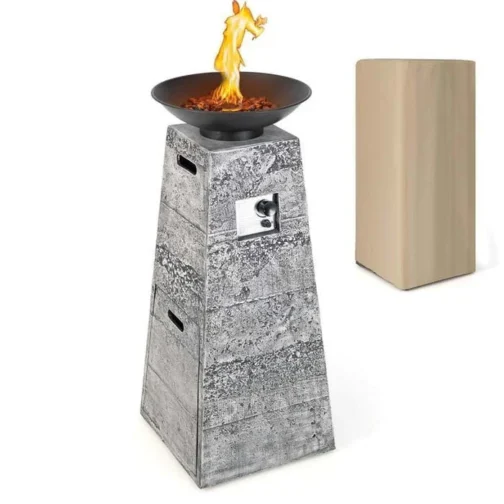48″ Propane Fire Bowl Column, 30000 BTU Outdoor Propane Gas Fire Pit