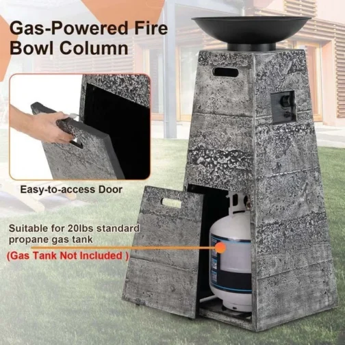 48″ Propane Fire Bowl Column, 30000 BTU Outdoor Propane Gas Fire Pit - Image 6