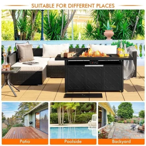 57″ Rectangular Propane Fire Pit Table, 50000 BTU Outdoor Gas Fire Table - Image 6
