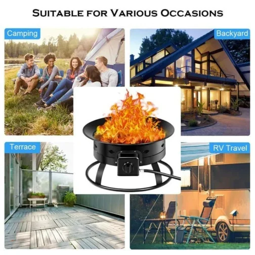 19″ 58000BTU Firebowl Outdoor Portable Propane Gas Fire Pit - Image 5