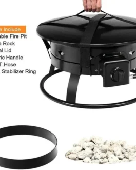 19″ 58000BTU Firebowl Outdoor Portable Propane Gas Fire Pit
