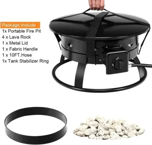 19″ 58000BTU Firebowl Outdoor Portable Propane Gas Fire Pit - Image 2