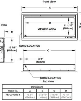 Napoleon AlluraVision 74 inch Deep Wall Mounted Electric Fireplace