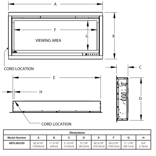 Napoleon AlluraVision 60 Inch Deep Wall Mounted Electric Fireplace - Image 4